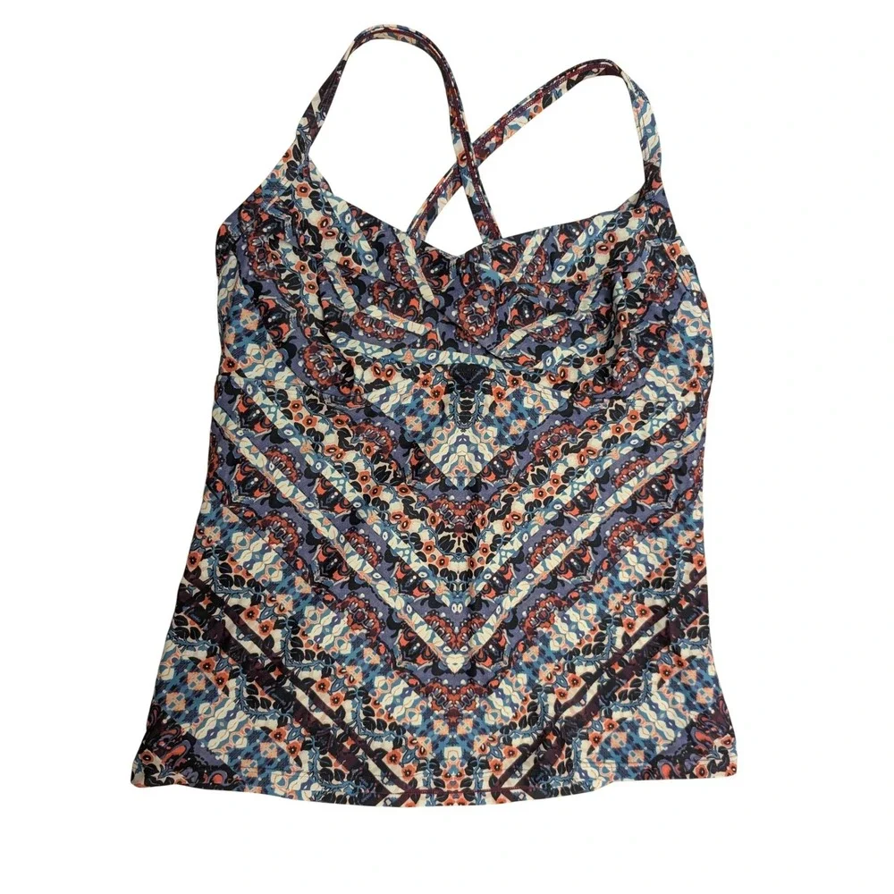 Athleta Marrakesh Twister Tankini Top 36 B/C Geometric Print Swimsuit Modest